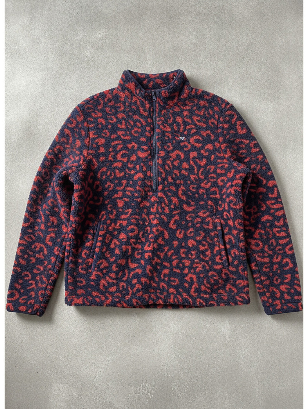 Vineyard Vines XL Red Leopard Print Fleece Jacket Women's Bomber